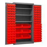 Durham Cabinet - 102 Red Bins - 3 Shelves - 36 in x 24 in x 72 in