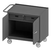 Durham Mobile Bench Cabinet with 2 Drawers and Steel Top