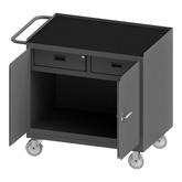 Durham Mobile Bench Cabinet with Black Rubber Mat and 2 Drawers