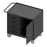 Durham Mobile Bench Cabinet with 4 Drawers and Steel Top