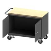 Durham Mobile Bench Cabinet with Floor Lock and Maple Top