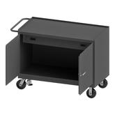 Durham Mobile Bench Cabinet with Floor Lock and Steel Top