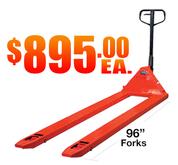 CPJ2796 96 Inch Long Extended Reach Pallet Trucks