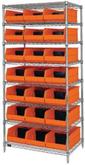 WR8-485 Chrome Wire Shelving with Plastic Bin Storage