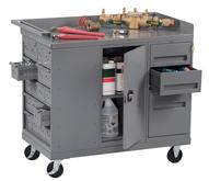 Tennsco MB-3-2545 Mobile Workbench with Cabinet and 3 Drawers and 20 Bins