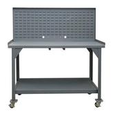 Durham Mobile Heavy Duty Workbench with Lips Up and Louvered Panel