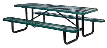 Rectangular Steel Mesh Picnic Table 72" Length Green