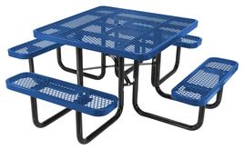 Square Steel Mesh Picnic Table 46" Length Blue