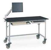 Metro Polymer Worktables with Black Phenolic Top and 3-Sided Frame Model No. LTM60XUPB3 (shown with accessories)