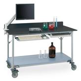 Metro Polymer Worktables with Gray Phenolic Top and Solid MetroMax i Shelf Model No. LTM60XPG3 (shown with backsplash, accessories and casters)
