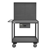 Durham 2 Shelf Stock Cart with Drawer and Pegboard