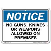 Vestil Notice No Guns Knives or Weapons Allowed On Premises