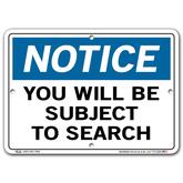 Vestil Notice You Will Be Subject to Search