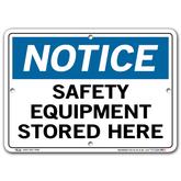 Vestil Notice Safety Equipment Stored Here