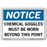 Vestil Notice Chemical Goggles Must Be Worn