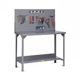 Fixed Height Welded Steel Workbenches with Pegboard or Louvered Panel