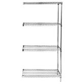 Quantum Genuine Wire Shelving Stainless Steel Add-On Kit - 4 Shelves 74 Inch High