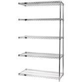 Quantum Genuine Wire Shelving Stainless Steel Add-On Kit - 5 Shelves 74 Inch High