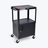 LUXOR AVJ42C Adjustable-Height Steel AV Cart - Cabinet - in black
