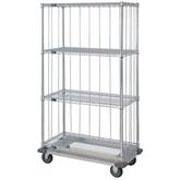 Quantum Dolly Base 3 Sided 4 Shelf Wire Enclosure Cart
