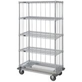 Quantum Dolly Base 3 Sided 5 Shelf Wire Enclosure Cart