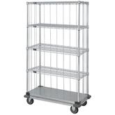 Quantum Dolly Base 3 Sided 4 Wire Shelves Solid Shelf Enclosure Cart