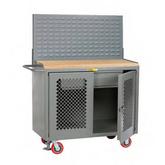 Mobile Bench Cabinets with Louvered or Pegboard Panel