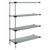 Quantum Stainless Steel Solid Shelving Add-On Kits - 4 Shelves 74 Inch High