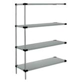 Quantum Stainless Steel Solid Shelving Add-On Kits - 5 Shelves 54 Inch High