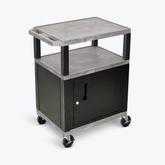 LUXOR 34"H Grey AV Cart - Three Shelves