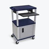 LUXOR Nickel AV Cart - Cabinet with Pullout Shelf